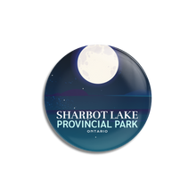 Load image into Gallery viewer, a button with the words sharbot lake provincial park on it