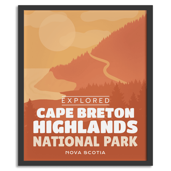 Affiche « Exploré » du parc national des Hautes-Terres-du-Cap-Breton