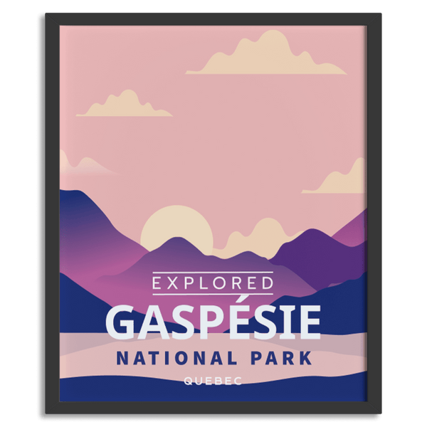 Affiche « Exploré » du parc national de la Gaspésie