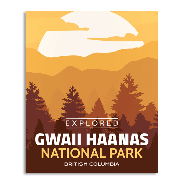 Affiche « Exploré » du parc national de Gwaii Haanas