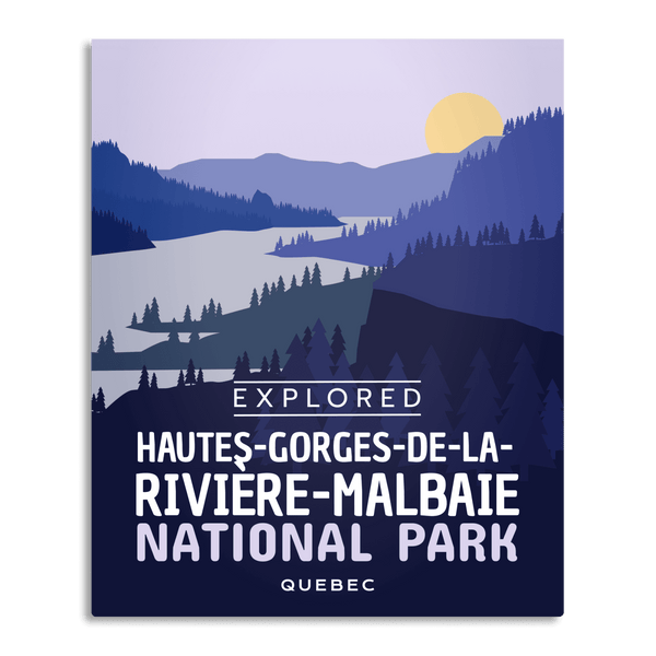 Affiche «Explorée» du parc national des Hautes-Gorges-de-la-Rivière-Malbaie