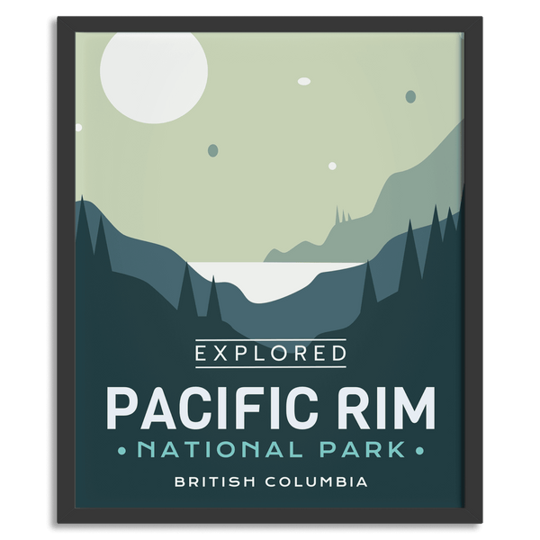 Affiche « Exploré » du parc national Pacific Rim