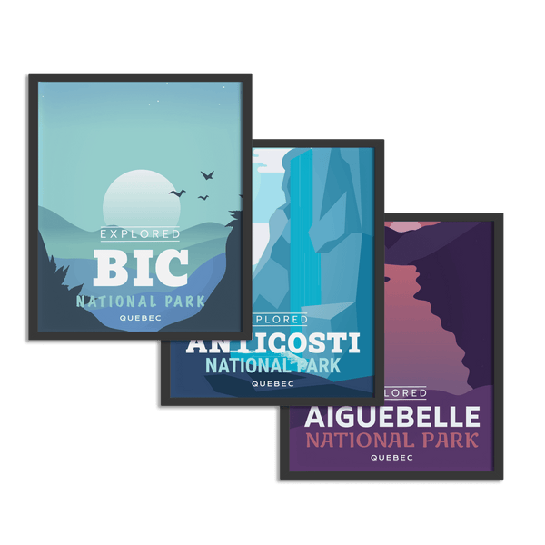 Lot de 1, 2 ou 3 affiches « Explorées » du parc national