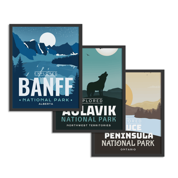 Lot de 1, 2 ou 3 affiches « Explorées » du parc national