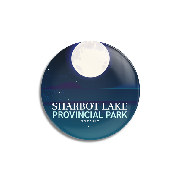 a button with the words sharbot lake provincial park on it