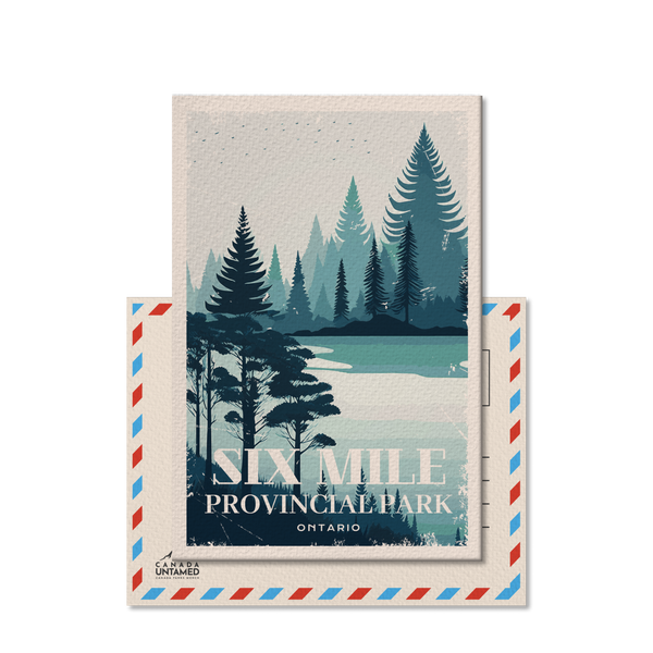 a postcard with the words six mile provincial park on it