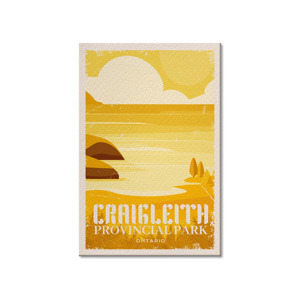 a poster of a sunset over a lake