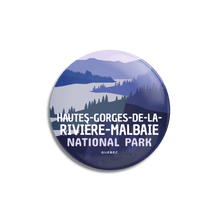 Load image into Gallery viewer, Hautes-Gorges-de-la-Rivière-Malbaie National Park of Quebec Pinback Button - Canada Untamed
