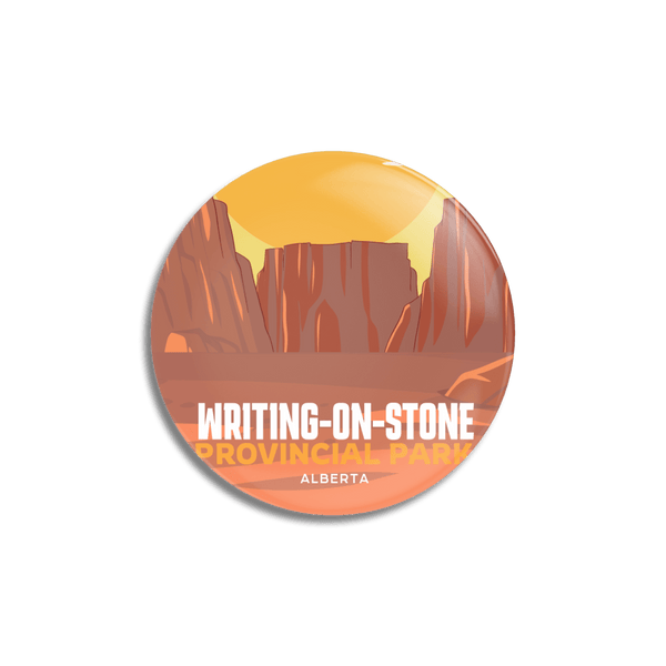 Writing - on - Stone Provincial Park of Alberta Pinback Button - Canada Untamed